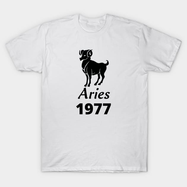 Black Aries Zodiac 1977 T-Shirt by Down Home Tees
